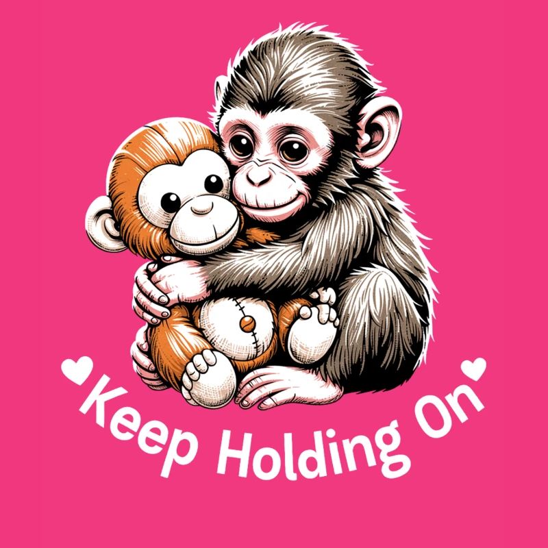 Keep Holding On Monkey Hug Illustration