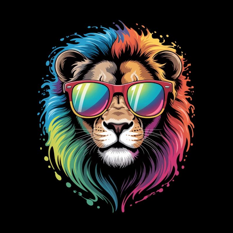 Bunter Löwe Wasserfarben Spritzer Graffiti