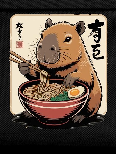 Capybara Ramen Art with Chopsticks