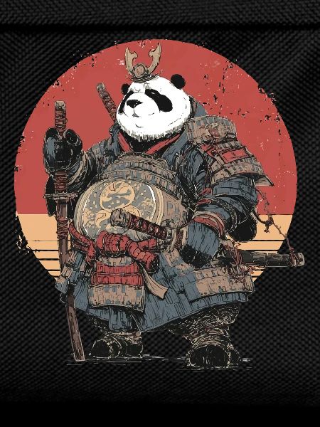Panda-Samurai in robuster Rüstung
