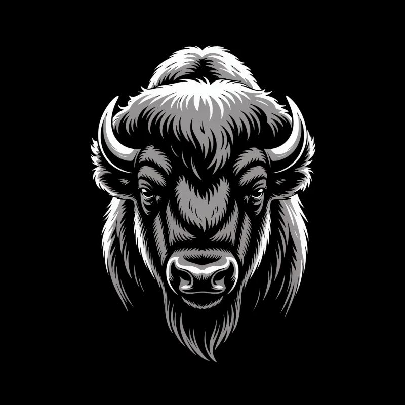 Gray bison head