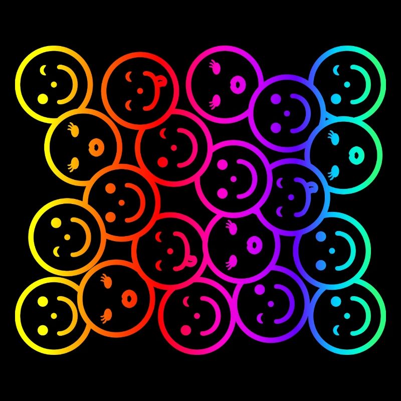 Colorful funny faces with rainbow gradient