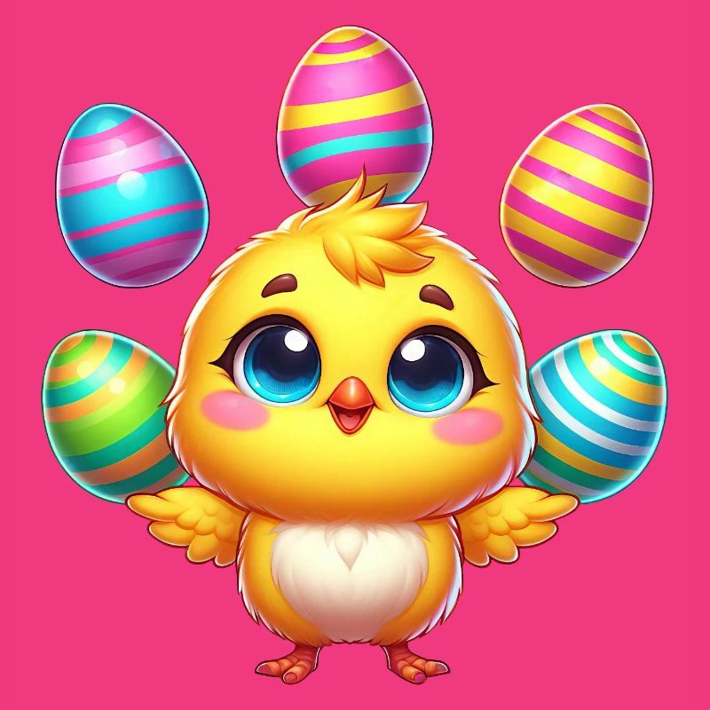 Easter Chicken Chick Easter Egg Colorful Eggs Juggle