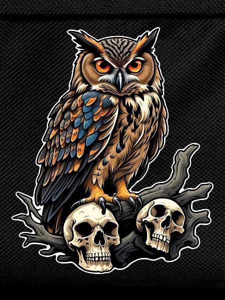 Owl sitting on sculls