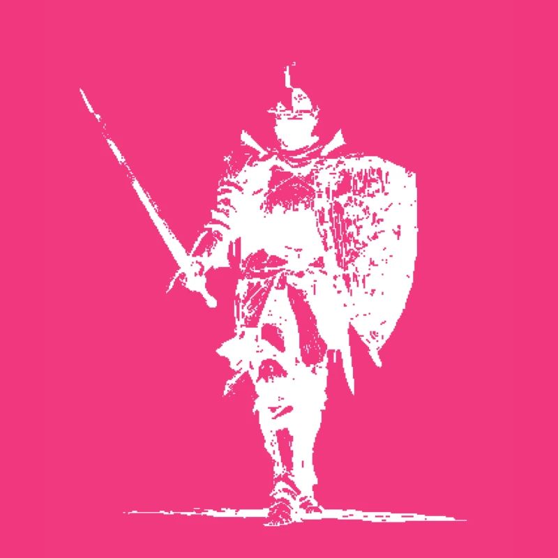 Silhouette de chevalier avec bouclier et lance