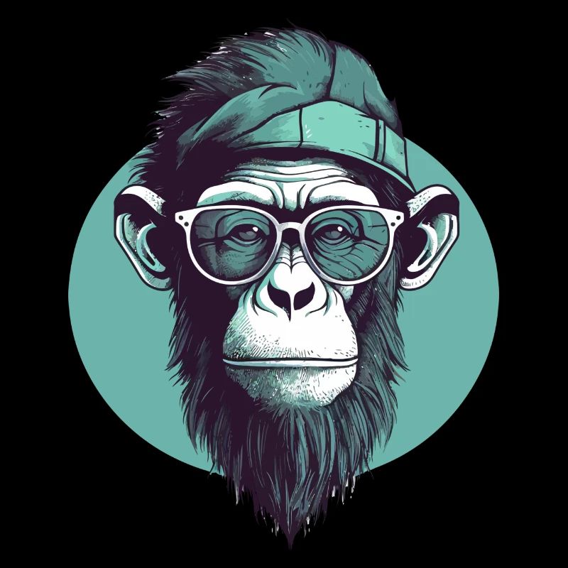 Cooler Hipster Affe mit Brille und Cap