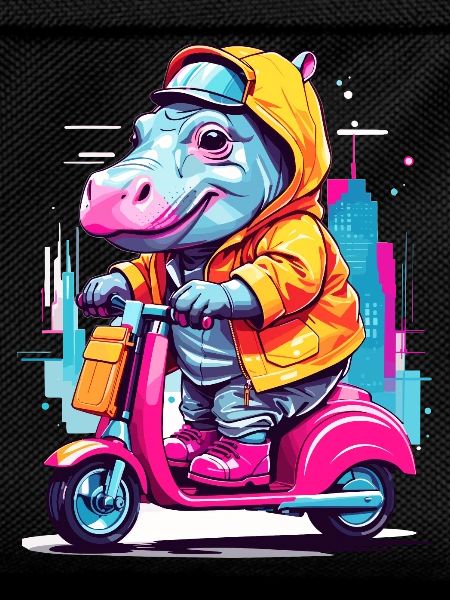 Hippopotamus on scooter
