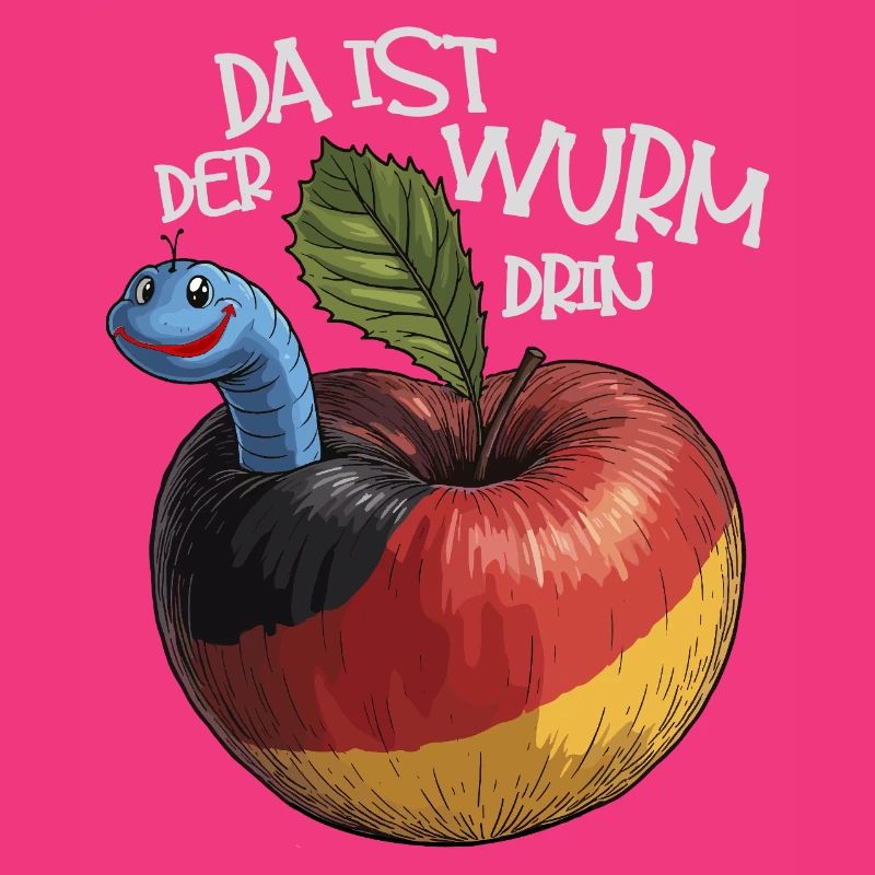 Wurm im Apfel mit Spruch