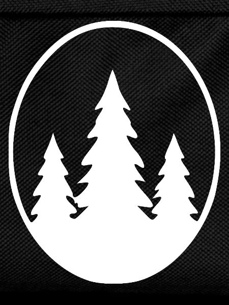 Forest silhouette in oval