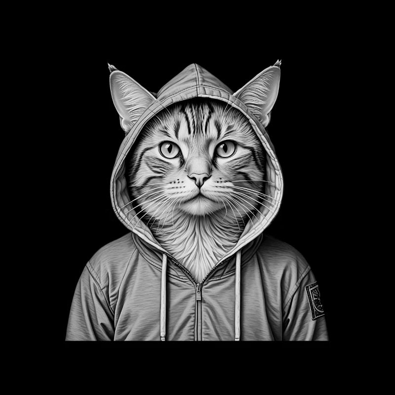 Chat cool portant un sweat à capuche