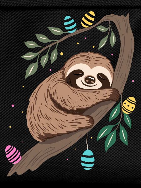 Easter Sloth with Easter Eggs