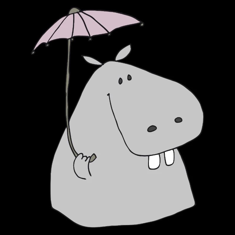 nilpferd mit schirm