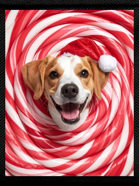 Christmas Dog among Sweets