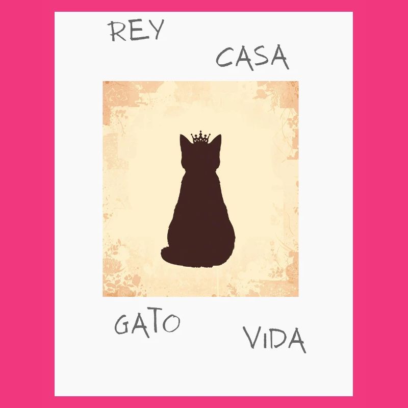 King Cat in Silhouette with Crown