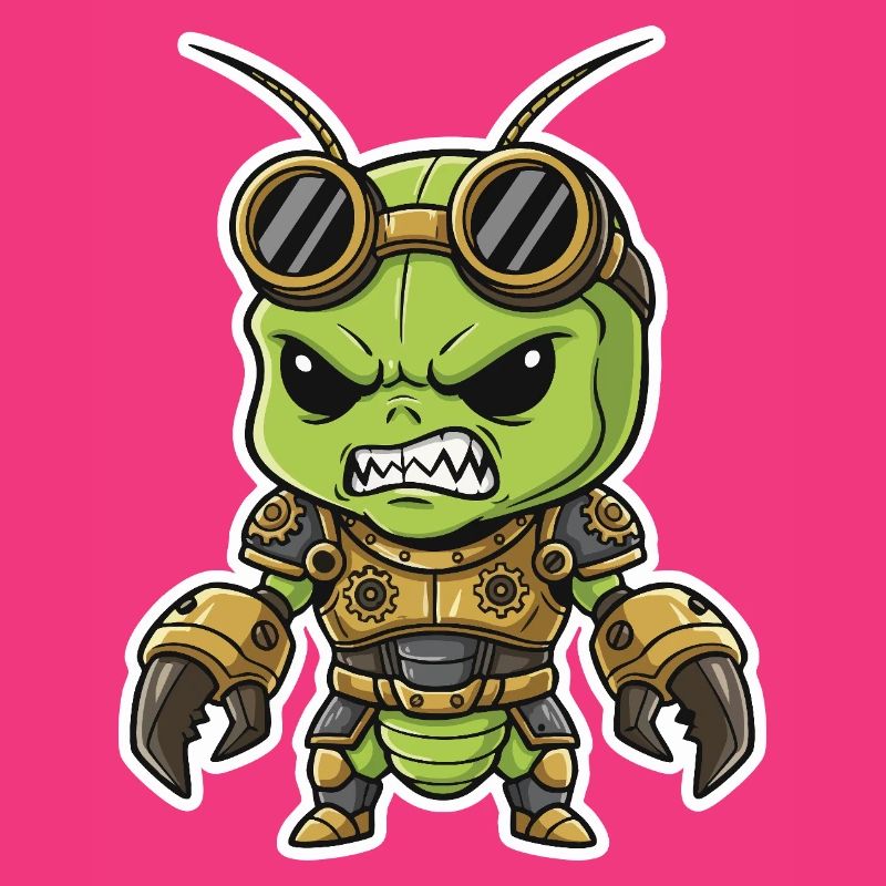 Alien Steampunk Warrior Armor Brass