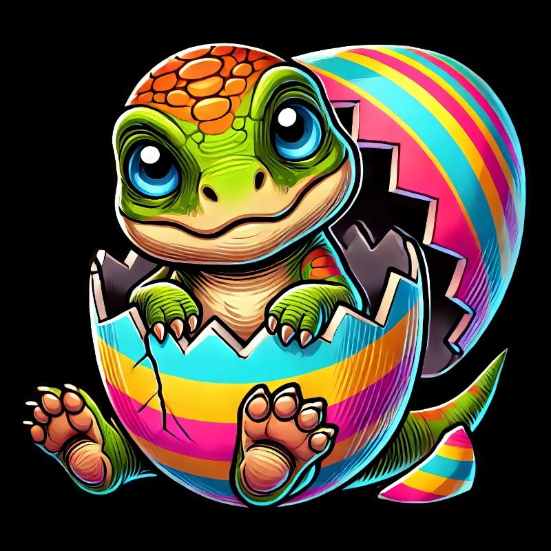 Mignon dino éclosion d’un œuf de Pâques coloré