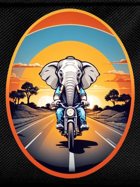 Elephant on motorcycle