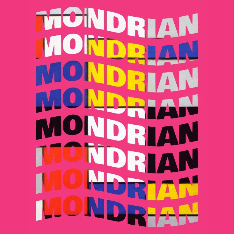 Mondrian wave text effect t-shirt