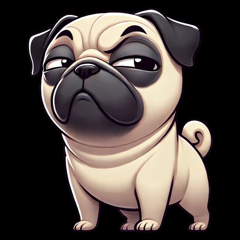 Skeptischer lustiger Mops Cartoon Hund