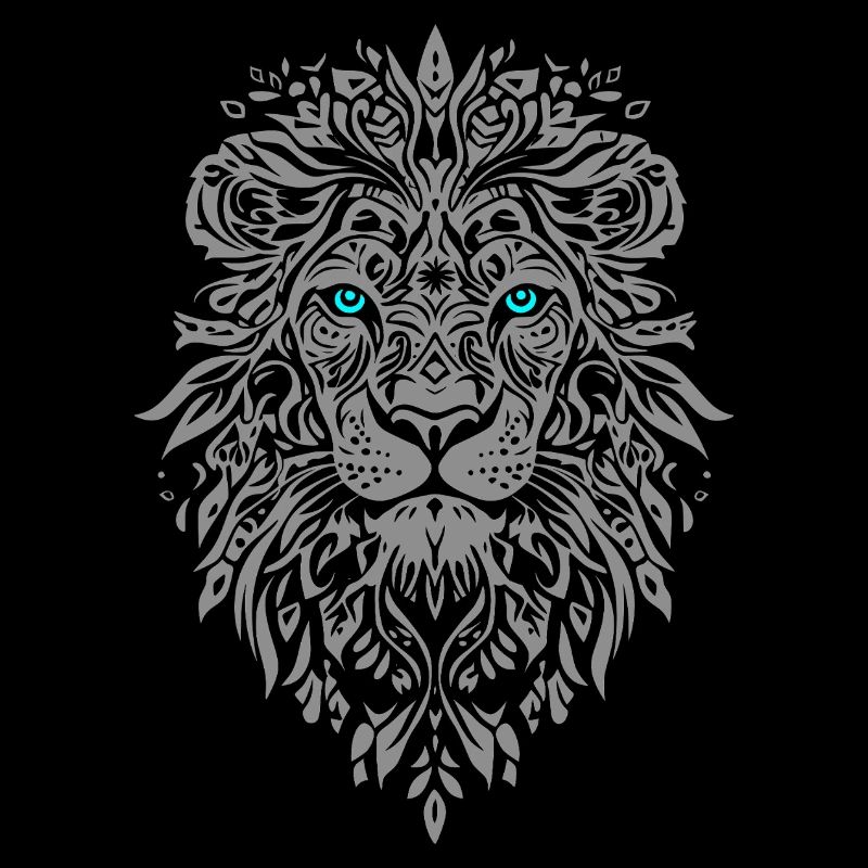 Silver Lion Face Blue Eyes