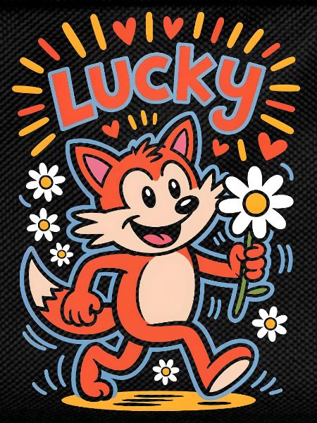 Lucky Cartoon Fox with Daisy