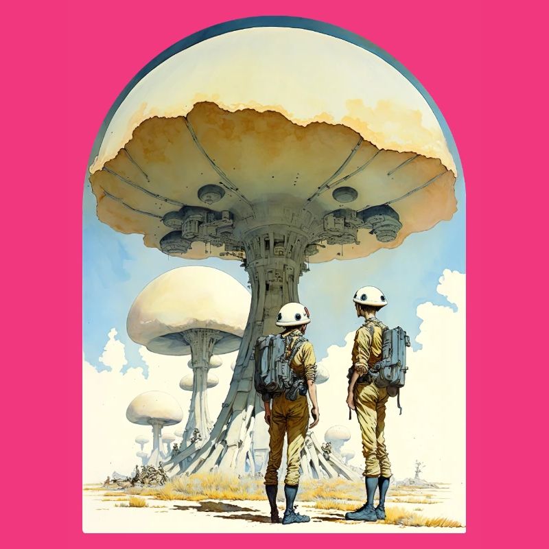 Mushroom Digital Space Art 70s