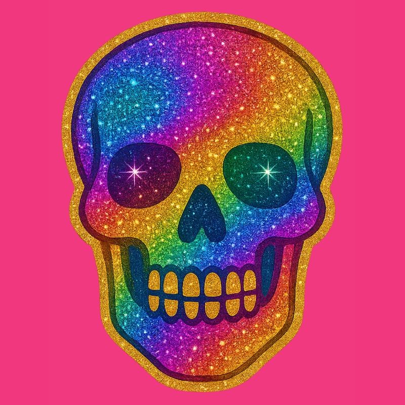 Rainbow Glitter Skull
