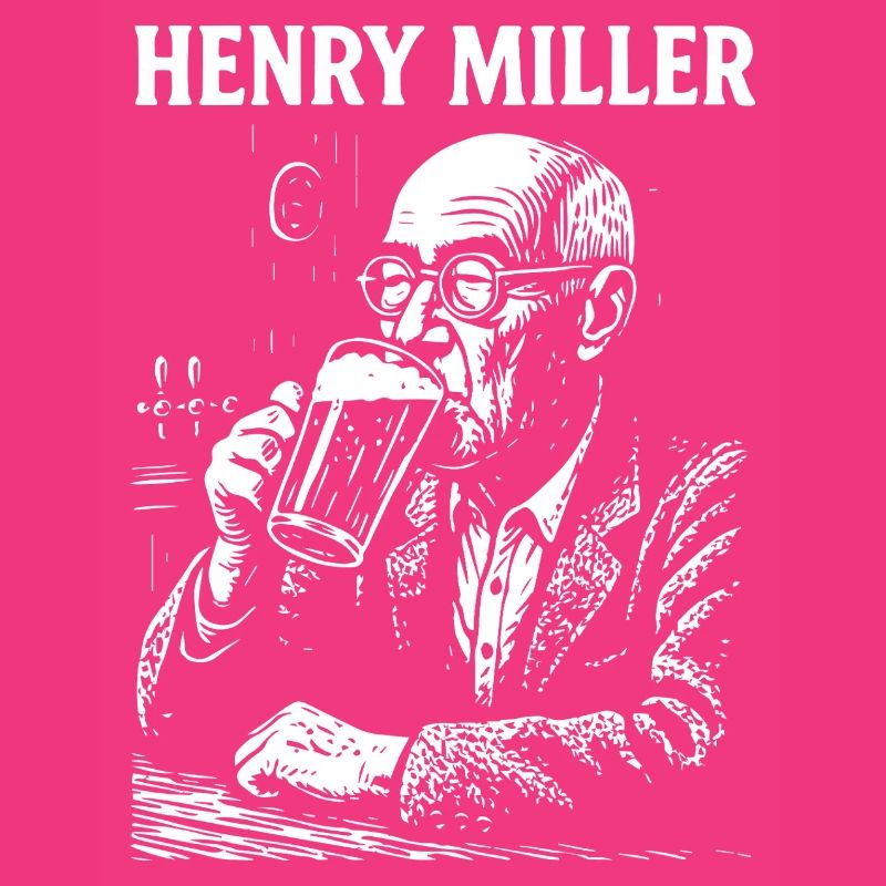 Henry Miller drinking beer in a pub