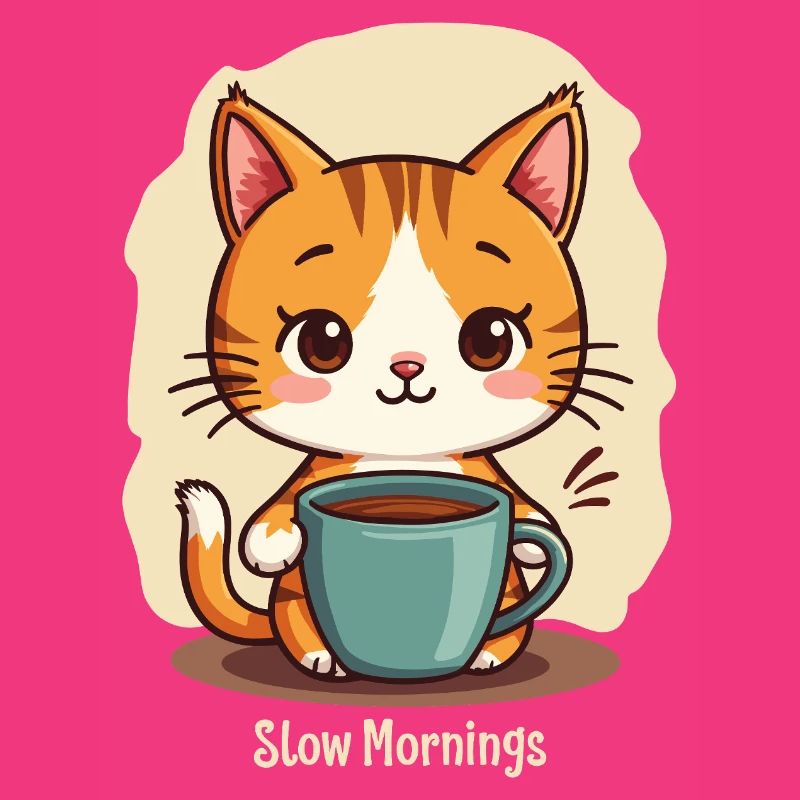 Langsame Morgenkatze mit Kaffee
