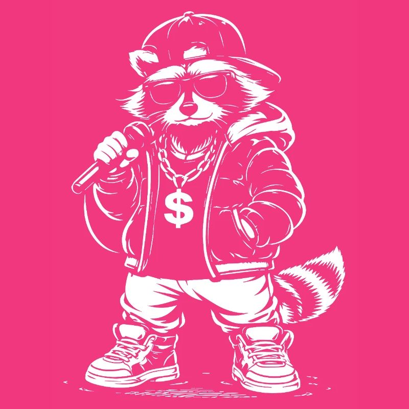 Rappender Waschbär mit Bling