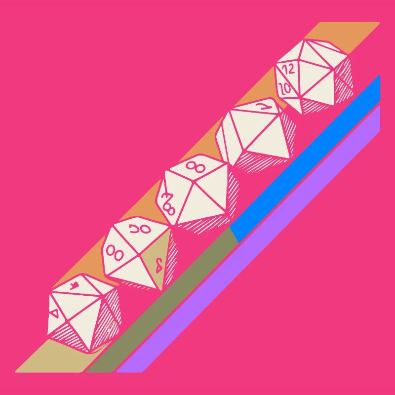 Retro Minimalist Polyhedral Dice Set Tabletop RPGP