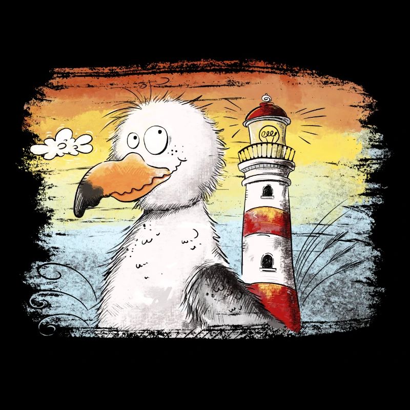 Seagull Vacances Mer Phare Coucher de soleil