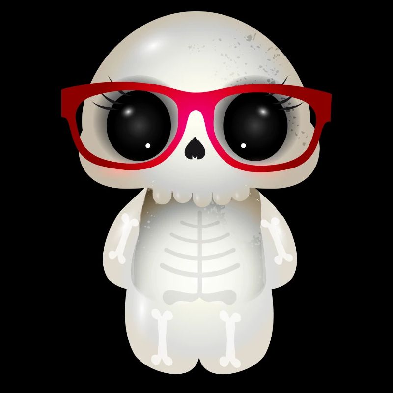 Crâne mignon avec des lunettes de nerd rouges