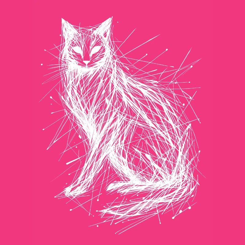 Portrait de chat abstrait avec des lignes sauvages