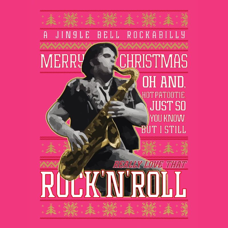 Eddie Rockabilly Saxophon Hässlicher Weihnachtspullover
