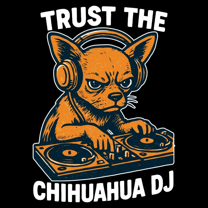 Chihuahua DJ Retro Turntables Kopfhörer Geschenk