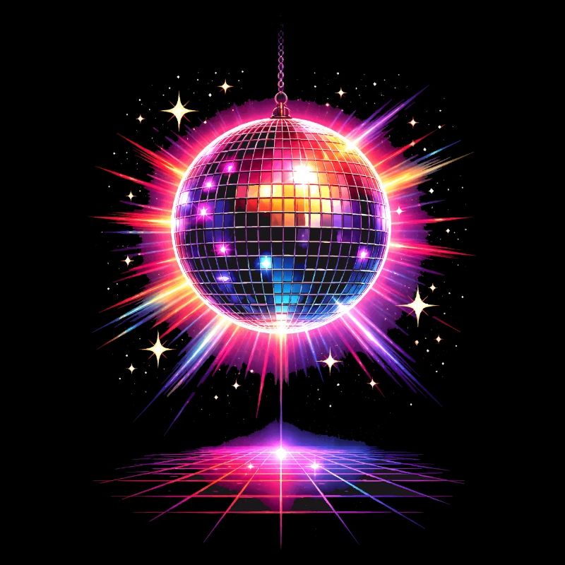 Disco Ball Neon 80s Design