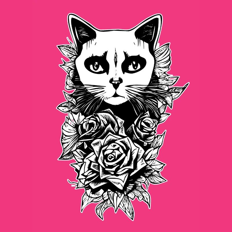Dessin Gothique | Fleurs Et Chat
