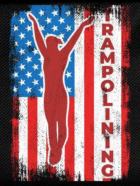 Trampoline jumping USA flag