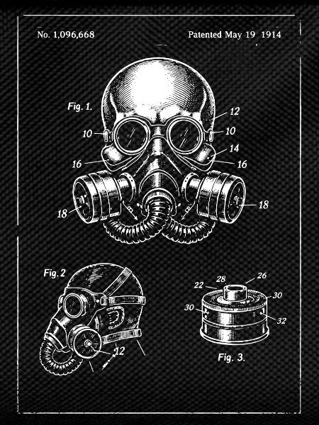 Gas Mask Blueprint Illustration