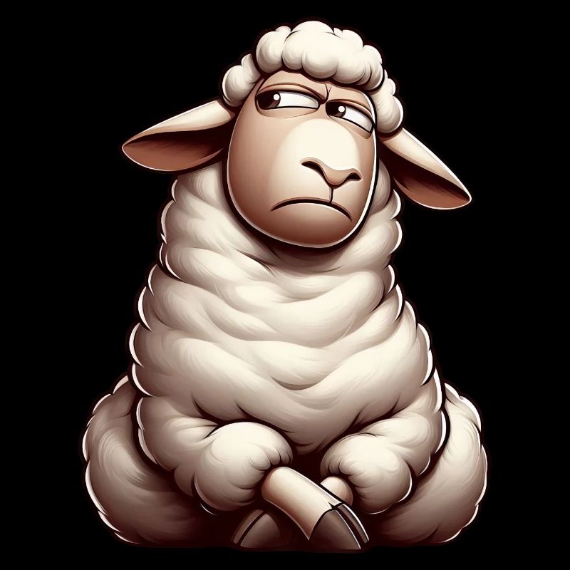 Skeptical Sheep Cartoon Comic Bull