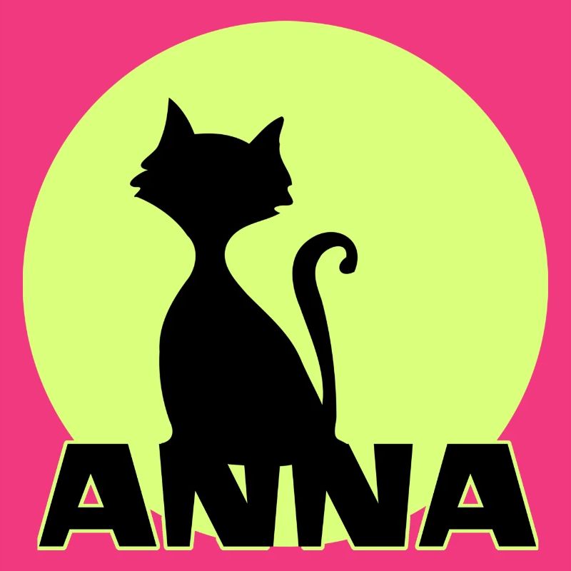 Anna first name birthday gift moonlight cat