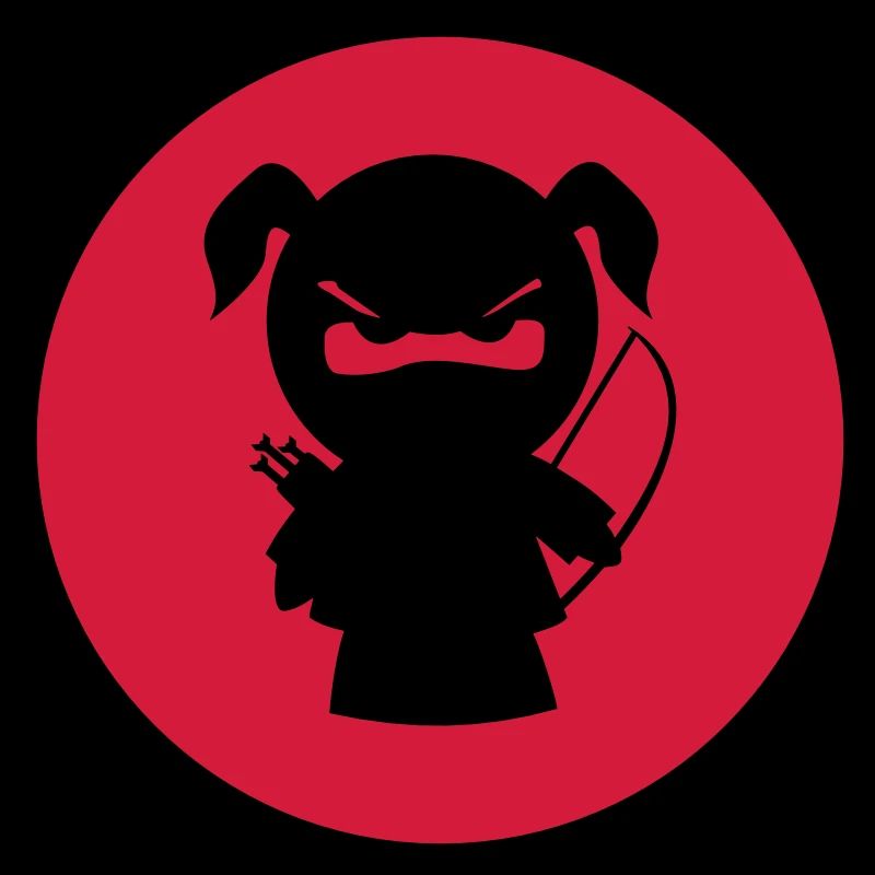 grimmiges Ninjamädel mit Pfeil und Bogen