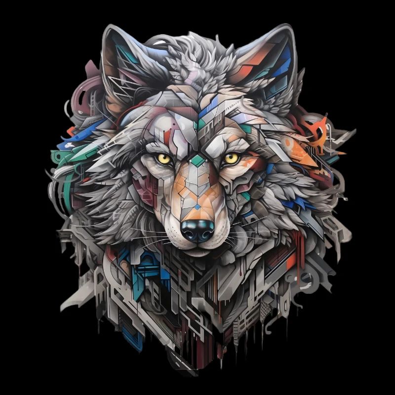 Gray wolf in graffiti style | Wolf lovers