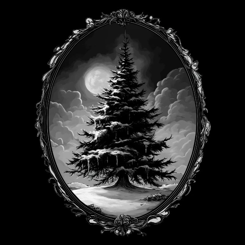 Düsterer Weihnachtsbaum: Wintermärchen imMondlicht