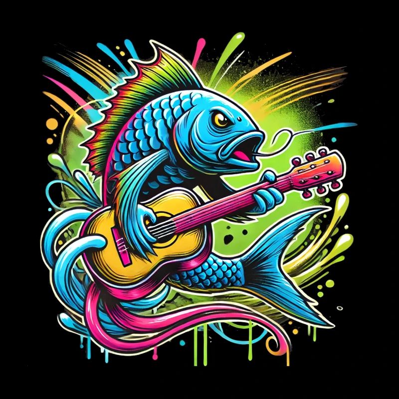 Singender Fisch mit Gitarre