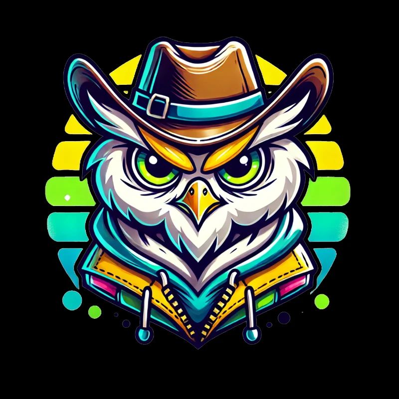 Ernste Cowboy Eule mit Cowboyhut