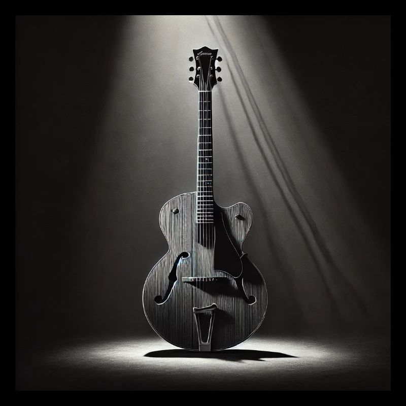 Schwarz-Weiß Gemälde einer E-Gitarre