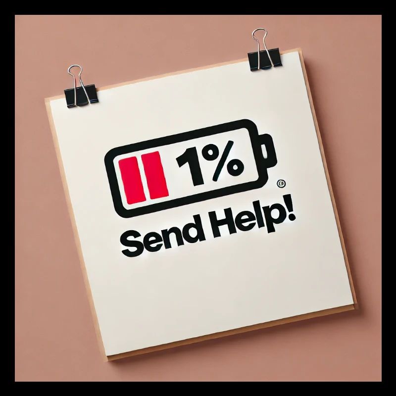 Send Help! – Akku fast leer | Lustiges Notfall-Des