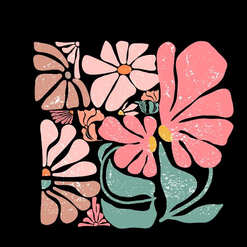 Fleurs groovy rétro rose